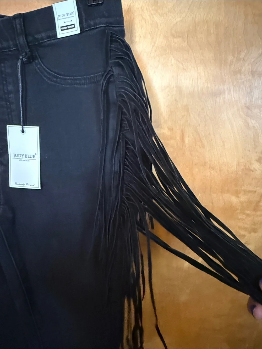 Judy Blue Black Fringe Denim Jeans Skinny Fit Size 28